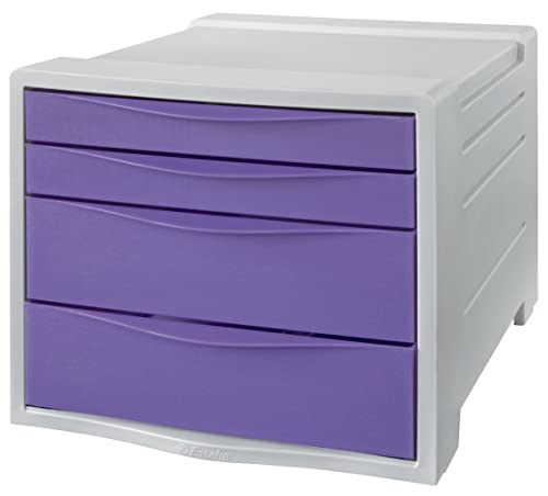 Esselte Schubladenset, 4-teiliger Schreibtisch-Organisator, Ablagefächer für Unterlagen und Schreibwaren, für Zuhause/Büro, zur Schreibtischorganisation, Colour'Breeze Serie, Lavendel, 628458 von Esselte