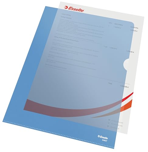 Esselte Sichthüllen-Set Standard Plus, 100 Stück, A4 Format, Blau mit matter Oberfläche, 0,115 mm PP-Folie, 54837 Esselte Sichthüllen-Set Standard Plus, 100 Stück, A4 Format, Blau mit matter Oberfläche, 0,115 mm PP-Folie, 54837 von Esselte