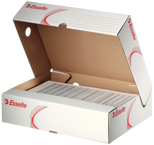 Esselte Standard Archiv-Schachtel, 80 mm Rückenbreite, Aktenkarton A4, Boxen Aufbewahrung mit Deckel, Lagerbox mit geometrischem Design, Standard Archiv Serie, 25 Stück, Weiß/Rot, 128004 Esselte Standard Archiv-Schachtel, 80 mm Rückenbreite, Aktenkarton A4, Boxen Aufbewahrung mit Deckel, Lagerbox mit geometrischem Design, Standard Archiv Serie, 25 Stück, Weiß/Rot, 128004 von Esselte