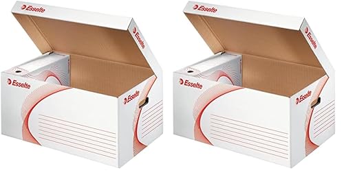 Esselte Standard Archiv- und Transport-Container, Mit Klappdeckel, Ablagebox Archiv-Schachteln 6 x 80 mm/5 x 100 mm, Aufbewahrungsbox mit geometrischem Design, Weiß/Rot, 128900 Esselte Standard Archiv- und Transport-Container, Mit Klappdeckel, Ablagebox Archiv-Schachteln 6 x 80 mm/5 x 100 mm, Aufbewahrungsbox mit geometrischem Design, Weiß/Rot, 128900 von Esselte