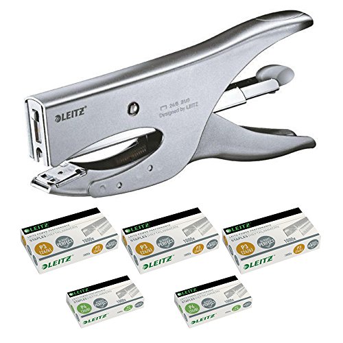 Esselte Hefter, Stapler mit Backloader-Mechanik, 40 Blatt, Silber, Matt, Ergonomisch, 5000 Heftklammern von Esselte