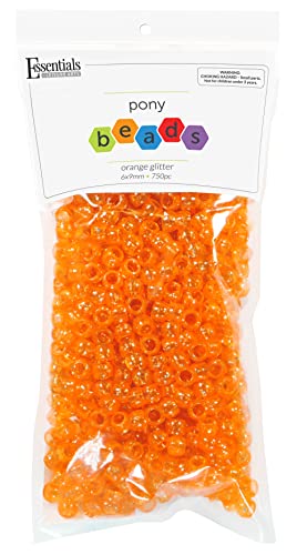 EBL Pony Bead Glitter Orange 750pc von Essentials By Leisure Arts