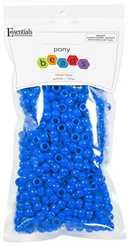 EBL Pony Bead Neon Blue 750pc von Essentials By Leisure Arts