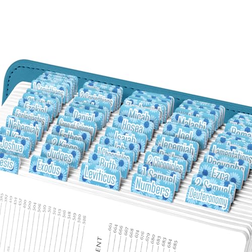 EssexWares - Blaue Gänseblümchen Bibelreiter für Altes und Neues Testament, 80 Großdruck-Tabs für Bibelstudium, Wasserabweisende und langlebige Index-Tabs für Frauen und Männer - 4,3 cm breit EssexWares - Blaue Gänseblümchen Bibelreiter für Altes und Neues Testament, 80 Großdruck-Tabs für Bibelstudium, Wasserabweisende und langlebige Index-Tabs für Frauen und Männer - 4,3 cm breit von Essex Wares