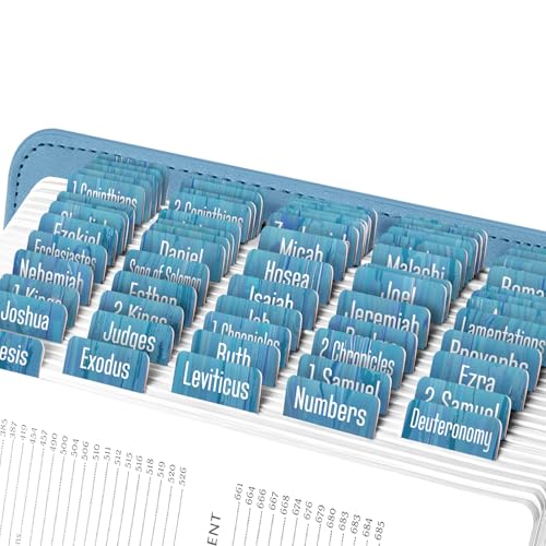 EssexWares - Blaue Holzmaserung Bibelreiter für Altes und Neues Testament, 80 Großdruck-Tabs für Bibelstudium, Wasserabweisende und langlebige Index-Tabs für Frauen und Männer - 4,3 cm breit EssexWares - Blaue Holzmaserung Bibelreiter für Altes und Neues Testament, 80 Großdruck-Tabs für Bibelstudium, Wasserabweisende und langlebige Index-Tabs für Frauen und Männer - 4,3 cm breit von Essex Wares