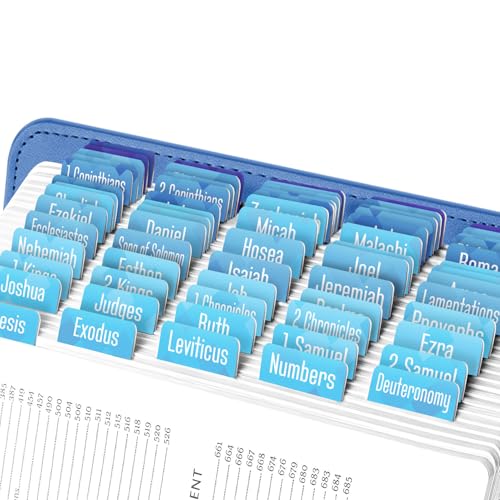 EssexWares - Blaue Ombré-Quadrat-Bibelreiter für Altes und Neues Testament, 80 große Druck-Tabs für Bibelstudium, wasserabweisende und langlebige Index-Tabs für Frauen und Männer - 4,3 cm breit EssexWares - Blaue Ombré-Quadrat-Bibelreiter für Altes und Neues Testament, 80 große Druck-Tabs für Bibelstudium, wasserabweisende und langlebige Index-Tabs für Frauen und Männer - 4,3 cm breit von Essex Wares