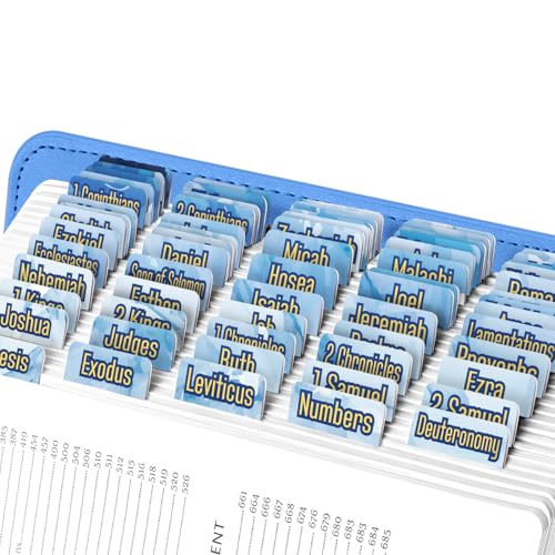 EssexWares - Blaue Wirbel-Bibelreiter für Altes und Neues Testament, 80 große Druck-Tabs für Bibelstudium, wasserabweisende und langlebige Index-Tabs für Frauen und Männer - 4,3 cm breit EssexWares - Blaue Wirbel-Bibelreiter für Altes und Neues Testament, 80 große Druck-Tabs für Bibelstudium, wasserabweisende und langlebige Index-Tabs für Frauen und Männer - 4,3 cm breit von Essex Wares