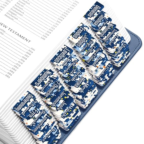 EssexWares - Blaue & weiße Blumen Bibelreiter für Altes und Neues Testament, 80 große Druck-Tabs für Bibelstudium, wasserabweisende und langlebige Bibelregister für Frauen und Männer - 4,3 cm breit von Essex Wares