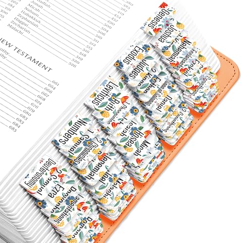 EssexWares - Bold Blooms Flower Bibelreiter für Altes und Neues Testament, 80 große Druck-Tabs für Bibelstudium, wasserabweisende und langlebige Bibelindex-Tabs für Frauen und Männer - 4,3 cm breit von Essex Wares