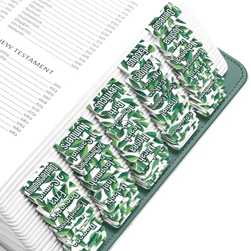 EssexWares - Deep Green Leaves Bibelreiter für Altes und Neues Testament, 80 Großdruck-Tabs für Bibelstudium, wasserabweisende und langlebige Bibelregister für Frauen und Männer - 4,3 cm breit von Essex Wares