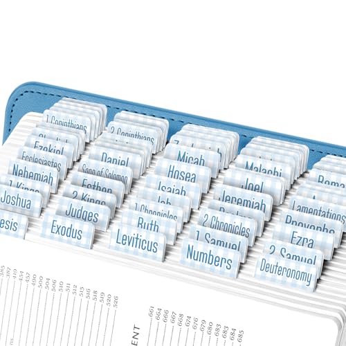 EssexWares - Hellblaue Gingham-Bibelreiter für Altes und Neues Testament, 80 große Druck-Tabs für Bibelstudium, wasserabweisende und langlebige Index-Tabs für Frauen und Männer - 4,3 cm breit EssexWares - Hellblaue Gingham-Bibelreiter für Altes und Neues Testament, 80 große Druck-Tabs für Bibelstudium, wasserabweisende und langlebige Index-Tabs für Frauen und Männer - 4,3 cm breit von Essex Wares