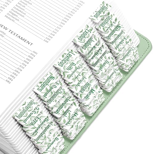 EssexWares - Hellgrüne Zweige Bibelregister für Altes und Neues Testament, 80 große Druck-Tabs für Bibelstudium, wasserabweisende und langlebige Bibelregister für Frauen und Männer - 4,3 cm breit von Essex Wares