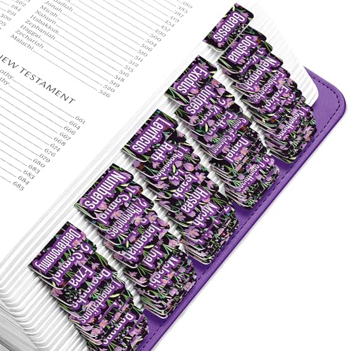EssexWares - Lila Krokusse Blume Bibelreiter für Altes und Neues Testament, 80 große Druck-Tabs für Bibelstudium, wasserabweisende und langlebige Bibelindex-Tabs für Frauen und Männer - 4,3 cm breit von Essex Wares