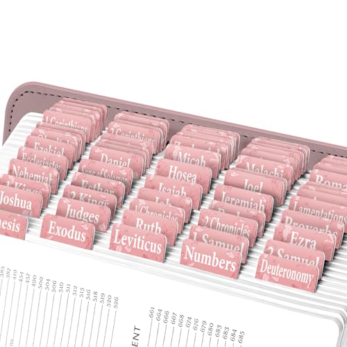 EssexWares - Pinke Clematis Bibelreiter für Altes und Neues Testament, 80 große Druck-Tabs für Bibelstudium, wasserabweisende und langlebige Bibelregister für Frauen und Männer - 4,3 cm breit von Essex Wares