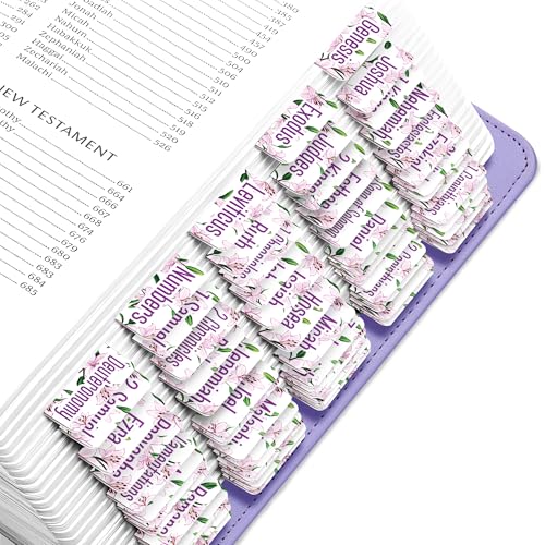 EssexWares - Rosa Osterlilien Blume Bibelreiter für Altes und Neues Testament, 80 große Druck-Tabs für Bibelstudium, wasserabweisende und langlebige Bibelindex-Tabs für Frauen und Männer - 4,3 cm von Essex Wares