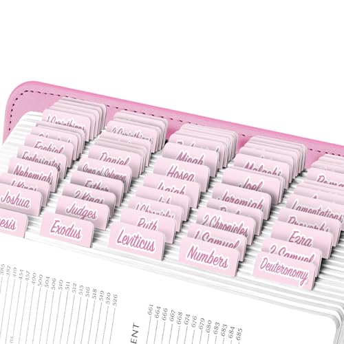 EssexWares - Rosa Spitze Bibelreiter für Altes und Neues Testament, 80 große Druck-Tabs für Bibelstudium, wasserabweisende und langlebige Bibelregister für Frauen und Männer - 4,3 cm breit EssexWares - Rosa Spitze Bibelreiter für Altes und Neues Testament, 80 große Druck-Tabs für Bibelstudium, wasserabweisende und langlebige Bibelregister für Frauen und Männer - 4,3 cm breit von Essex Wares