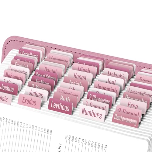EssexWares - Rosa & Weiß Bibelreiter für Altes und Neues Testament, 80 Großdruck-Tabs für Bibelstudium, Wasserabweisende und langlebige Bibelregister für Frauen und Männer - 4,3 cm breit von Essex Wares