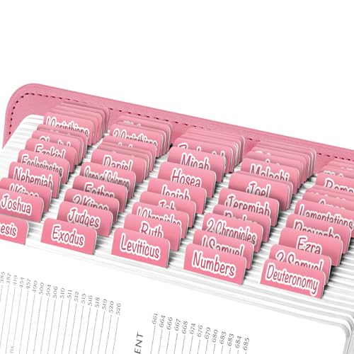 EssexWares - Rose Pink Bibelreiter für Altes und Neues Testament, 80 Großdruck-Tabs für Bibelstudium, wasserabweisende und langlebige Bibelregister für Frauen und Männer - 4,3 cm breit EssexWares - Rose Pink Bibelreiter für Altes und Neues Testament, 80 Großdruck-Tabs für Bibelstudium, wasserabweisende und langlebige Bibelregister für Frauen und Männer - 4,3 cm breit von Essex Wares