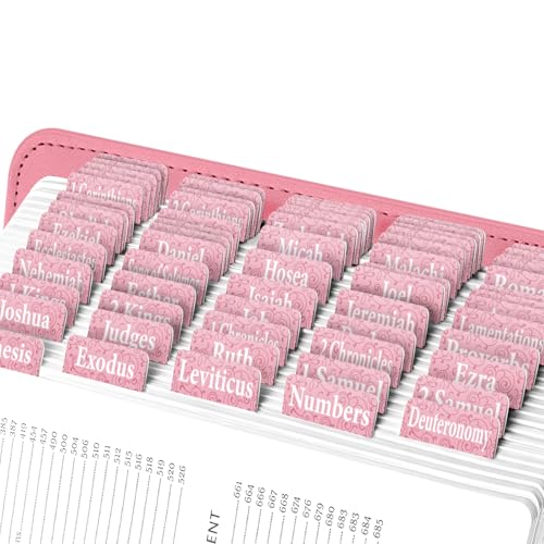 EssexWares - Viktorianische rosa Bibelreiter für Altes und Neues Testament, 80 große Druck-Tabs für Bibelstudium, wasserabweisende und langlebige Bibelregister für Frauen und Männer - 4,3 cm breit EssexWares - Viktorianische rosa Bibelreiter für Altes und Neues Testament, 80 große Druck-Tabs für Bibelstudium, wasserabweisende und langlebige Bibelregister für Frauen und Männer - 4,3 cm breit von Essex Wares