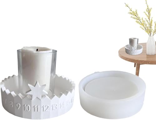 Esshogo 1 Satz Gießformen Silikon Adventskranz, Gießform Adventskranz 1-31, Kerzenhalter Silikon, Gießformen Stern Silikonform, Kerzenständer Form, Gipsformen zum Gießen Weihnachten von Esshogo