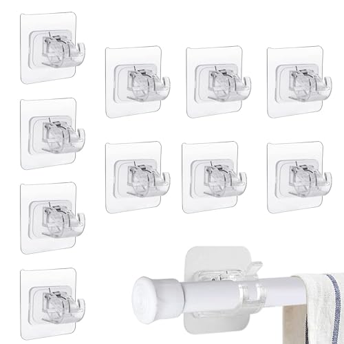 Esshogo 10 Stück transparente selbstklebende Halterung für Gardinenstangen, Vorhanghaken ohne Bohren, Halterung für Gardinenstange oder hängende Handtuchhalter für Vorhänge für Zuhause, Bad und Hotel von Esshogo