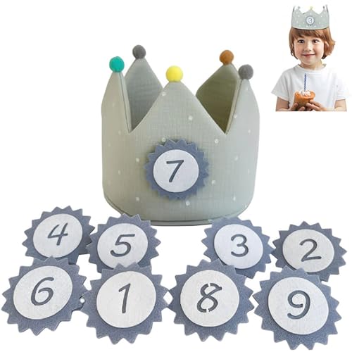 Esshogo Kinder Partyhüte Geburtstagskrone, Geburtstagskrone Kinder Jungen Mädchen-Geburtstag aus Musselin mit Zahlen von 0-9, für den Kindergeburtstag Party Deko Hut, Grün von Esshogo