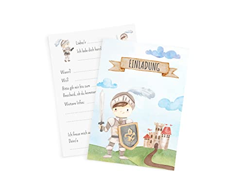 Essi's Stoff Boutique 10er-Set Ritter Einladungskarten - Ritter Kindergeburtstag - inkl. Umschläge Essi's Stoff Boutique 10er-Set Ritter Einladungskarten - Ritter Kindergeburtstag - inkl. Umschläge von HOEAEA