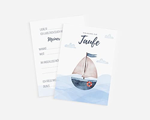 Taufe Einladungskarten Segelboot - Maritime Taufeinladung - inkl. Umschläge Taufe Einladungskarten Segelboot - Maritime Taufeinladung - inkl. Umschläge von Hafeehoo