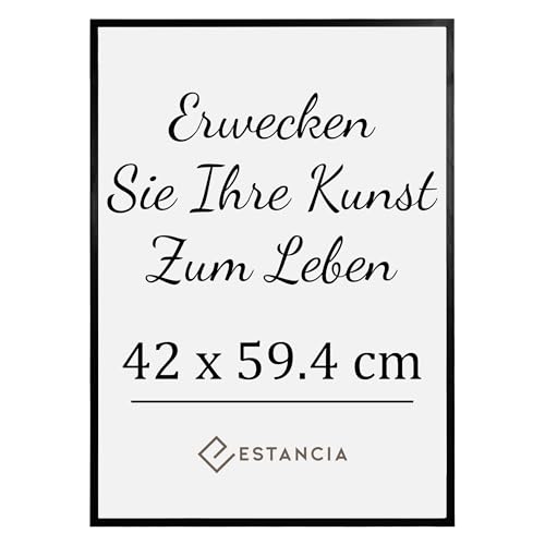 Estancia Schwarzer Holz Bilderrahmen 42x59,4 cm (A2) mit Bruchsicherem Plexi-Glas | Moderner Portraitrahmen Holz | Din A2 Bilderrahmen Schwarz | Bilderrahmen A2 Holz von Estancia