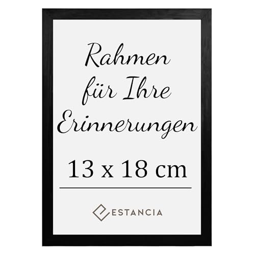 Estancia Schwarzer Holz Bilderrahmen 13x18 cm mit Bruchsicherem Acrylglas | Fotorahmen 13 x 18 | Holz Bilderrahmen Schwarz 13x18 cm | Bilderrahmen 18x13 cm | Rahmen 13x18 cm von Estancia