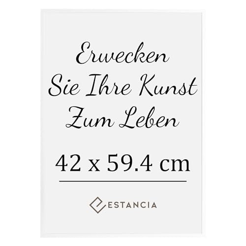 Estancia Weiß Holz Bilderrahmen 42x59,4 cm (A2) mit Bruchsicherem Acrylglas | Moderner Portraitrahmen Holz | Bilderrahmen Weiß Holz | Din A2 Bilderrahmen Weiss | Bilderrahmen A2 Holz von Estancia