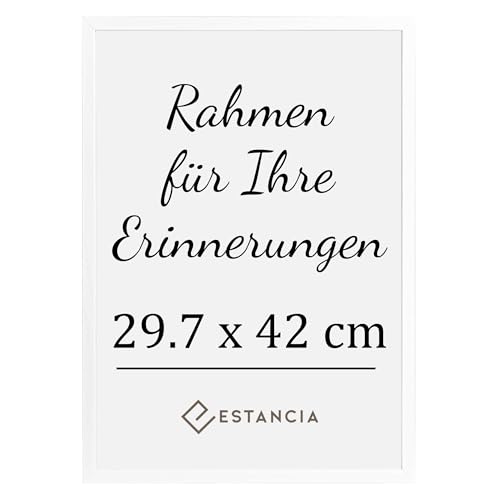 Estancia Weiß Bilderrahmen Holz Bilderrahmen 29,7x42 cm (A3) mit Bruchsicherem Plexi-Glas | Din A3 bilderrahmen Weiss | Weisser Bilderrahmen A3 | Bilderrahmen Din A3 Weiß von Estancia