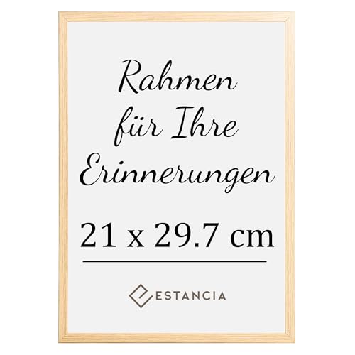 Estancia Eiche Holz Bilderrahmen 21x29.7 cm (A4) mit Bruchsicherem Plexi-Glas | Moderner Portraitrahmen Holz | Din A4 Bilderrahmen | Rahmen A4 Eiche| Bilderrahmen A4 Holz von Estancia