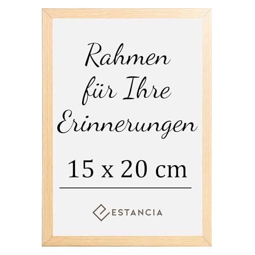 Estancia Eiche Holz Bilderrahmen 15x20 cm mit Bruchsicherem Plexi-Glas | Eiche Bilderrahmen 20x15 cm | Rahmen 15x20cm | 15x20 Fotorahmen | 15 x 20 cm Holzrahmen in Eichen Farbe von Estancia