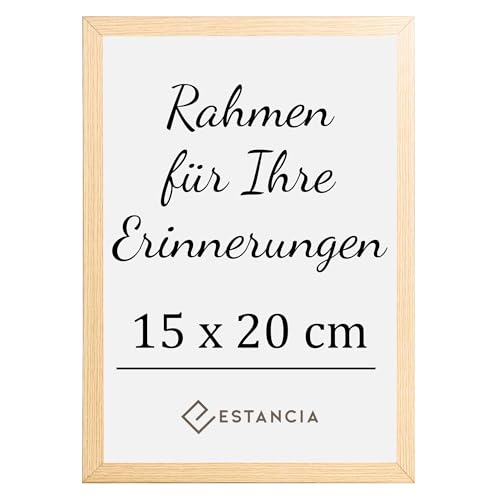 Estancia Eiche Holz Bilderrahmen 15x20 cm mit Bruchsicherem Acrylglas | Eiche Bilderrahmen 20x15 cm | Rahmen 15x20cm | 15x20 Fotorahmen | 15 x 20 cm Holzrahmen in Eichen Farbe von Estancia