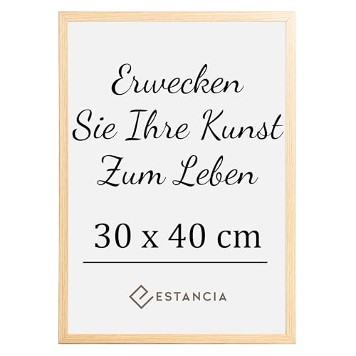 Estancia Eiche Holz Bilderrahmen 30x40 cm mit Bruchsicherem Plexi-Glas | Moderner Portraitrahmen Holz | Eiche Rahmen 30x40 cm | Bilderrahmen 30 x 40 cm Eiche | Eiche Holzrahmen 40x30 cm von Estancia