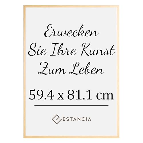 Estancia Eiche Holz Bilderrahmen 59,4x81,1 cm (A1) mit Bruchsicherem Plexi-Glas | Großer Eiche Bilderrahmen A1 | Din A1 Bilderrahmen Holz von Estancia