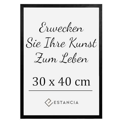 Estancia Schwarzer Holz Bilderrahmen 30x40 cm mit Bruchsicherem Plexi-Glas | Rahmen 30x40 cm | Bilderrahmen 30 x 40 cm | Schwarz Holzrahmen 40x30 cm von Estancia