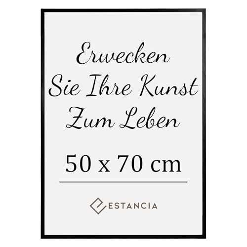 Estancia Schwarzer Holz Bilderrahmen 50x70 cm mit Bruchsicheres Plexi-Glas | Moderner Portraitrahmen Holz 50 x 70 cm | Schwarz Bilderrahmen 70x50 cm | Rahmen 50x70 cm von Estancia