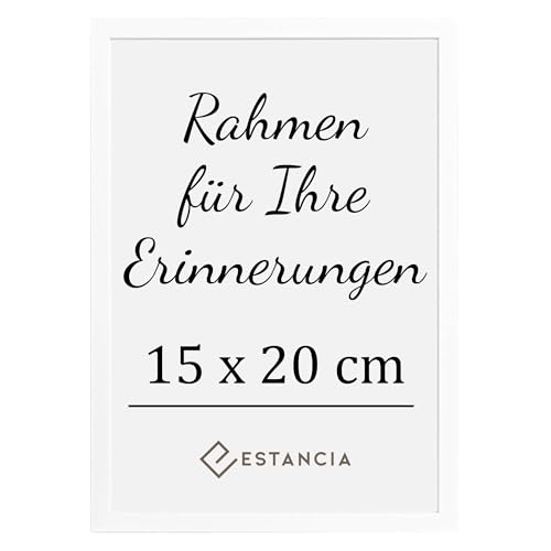 Estancia Weiß Bilderrahmen Holz Bilderrahmen 15x20 cm mit Bruchsicherem Acrylglas | Holzrahmen Bilderrahmen 20x15 | Rahmen 15x20 cm | 15 x 20 cm Holzrahmen in Weißer Farbe von Estancia