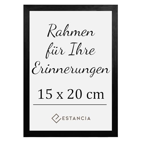 Estancia Schwarzer Holz Bilderrahmen 15x20 cm mit Bruchsicherem Acrylglas | Bilderrahmen 20x15 cm | Bilder 15x20 cm von Estancia