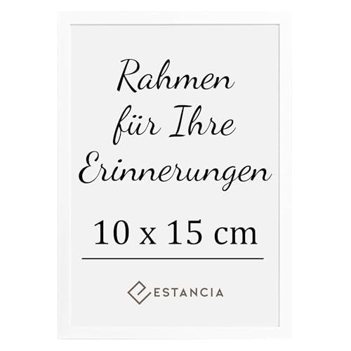 Estancia Weiß Bilderrahmen 10x15 cm mit Bruchsicherem Plexi-Glas | Bilderrahmen 15x10 cm | Weiss Bilderrahmen 10 x 15 cm Holz | Fotorahmen 10x15 cm | Weiss Rahmen 10x15 cm von Estancia