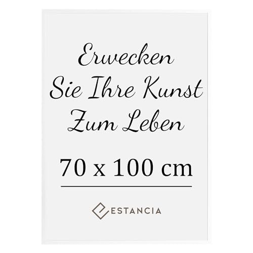 Estancia Weiß Holz Bilderrahmen 70x100 cm mit Bruchsicherem Plexi-Glas | Bilderrahmen Groß 70x100 cm | Bilderrahmen 100x70 cm Holz | Weiss Rahmen 70x100 cm von Estancia