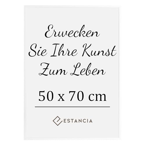 Estancia Weiss Holz Bilderrahmen 50x70 cm mit Bruchsicherem Plexi-Glas | Weiß Bilderrahmen 70x50 cm | Moderner Portraitrahmen Holz | Rahmen 50x70 Weiss Holz | Holzbilderrahmen von Estancia