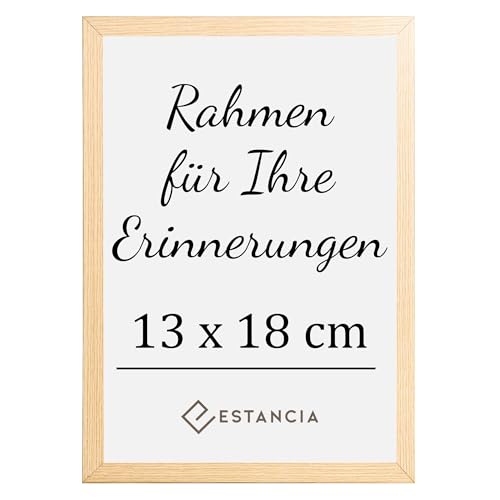 Estancia Eiche Holz Bilderrahmen 13x18 cm mit Bruchsicherem Acrylglas | Bilderrahmen Eiche 18x13 cm Holz | Rahmen 13x18 cm | Fotorahmen 13 x 18 cm von Estancia