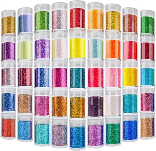Estanoite Feiner Glitzer für Epoxidharz, Set mit 45 Farben, extra feines Bastelglitzerpulver, sortierter Nagelkunst-Glitzer, Kosmetik-Glitzer für Körper, Gesicht, Haare, Auge, Groß-Glitzer für Tumbler Estanoite Feiner Glitzer für Epoxidharz, Set mit 45 Farben, extra feines Bastelglitzerpulver, sortierter Nagelkunst-Glitzer, Kosmetik-Glitzer für Körper, Gesicht, Haare, Auge, Groß-Glitzer für Tumbler von Estanoite