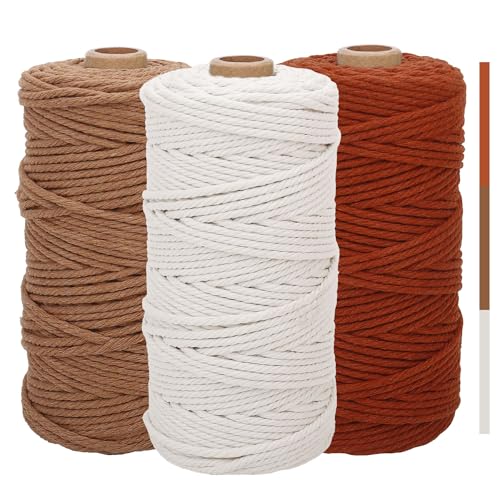 3stk Makramee Garn 3mm x100m, Makramee Garn Set Rot, Baumwolle Makramee Baumwollgarn, Baumwollseil, Makramee-Garn, Bunte Baumwoll-Bastelschnur zum Aufhängen, Pflanzenaufhänger, Basteln, Stricken 3stk Makramee Garn 3mm x100m, Makramee Garn Set Rot, Baumwolle Makramee Baumwollgarn, Baumwollseil, Makramee-Garn, Bunte Baumwoll-Bastelschnur zum Aufhängen, Pflanzenaufhänger, Basteln, Stricken von Estefanlo