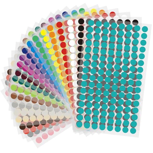 2816pcs Farbige Punkte,15 mm Runde Punkt-Aufkleber, Farbige punkte aufkleber, Farbkodierung-Aufkleber, Kleine Runde Dot Aufkleber, Farbcodierung Etiketten für Home Office Supplies 22 Farben (15mm) von Esteopt