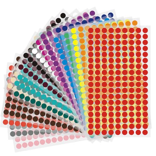3564pcs Farbige Punkt e,13 mm Runde Punkt-Aufkleber, Farbige punkte aufkleber, Farbkodierung-Aufkleber, Kleine Runde Dot Aufkleber, Farbcodierung Etiketten für Home Office Supplies 22 Farben (13mm) von Esteopt