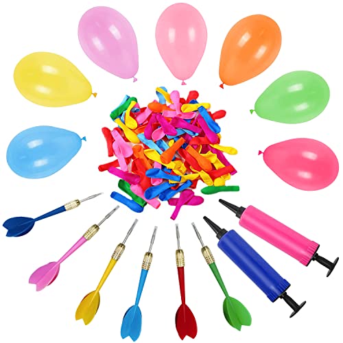 Dartballon Set,500 stück luftballons buntM,kleine wasserballons, Ballon Spiel Set,Luftballons Mini Mit 6Pcs Dartpfeile Pfeile mit 2 Ballonpump für Karneval Geburtstags Kinderparty von Esteopt